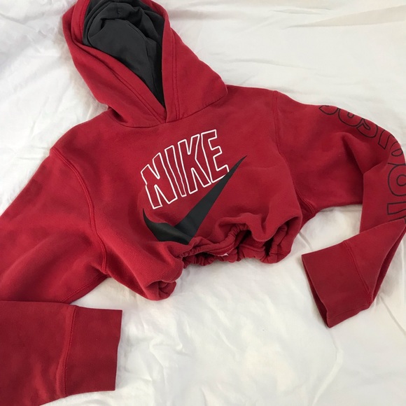 Nike Tops - Red Nike drawstring crop hoodie